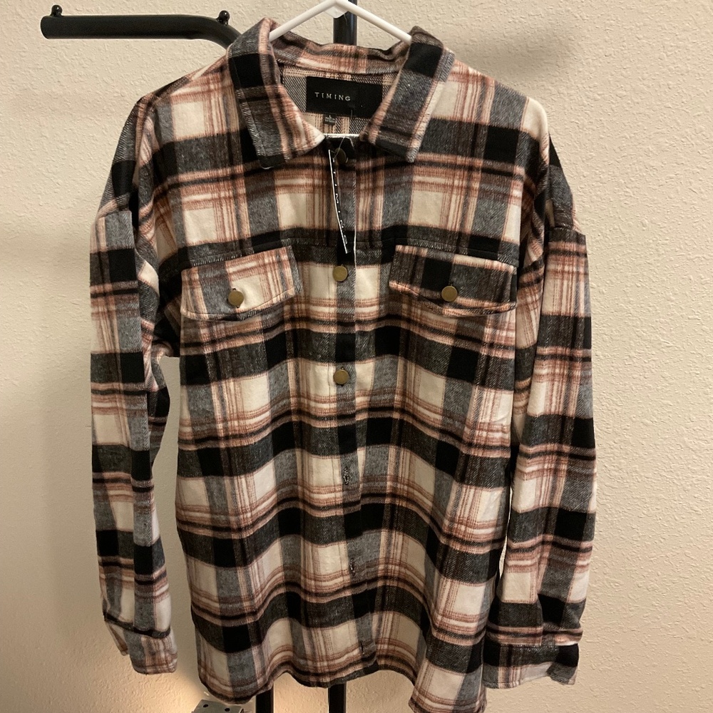 Nwt, Oversized Plaid Shacket By Timimg, Size Large - image 2